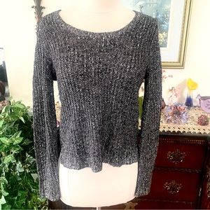 Eileen Fisher Black Silver Linen Pullover Sweater